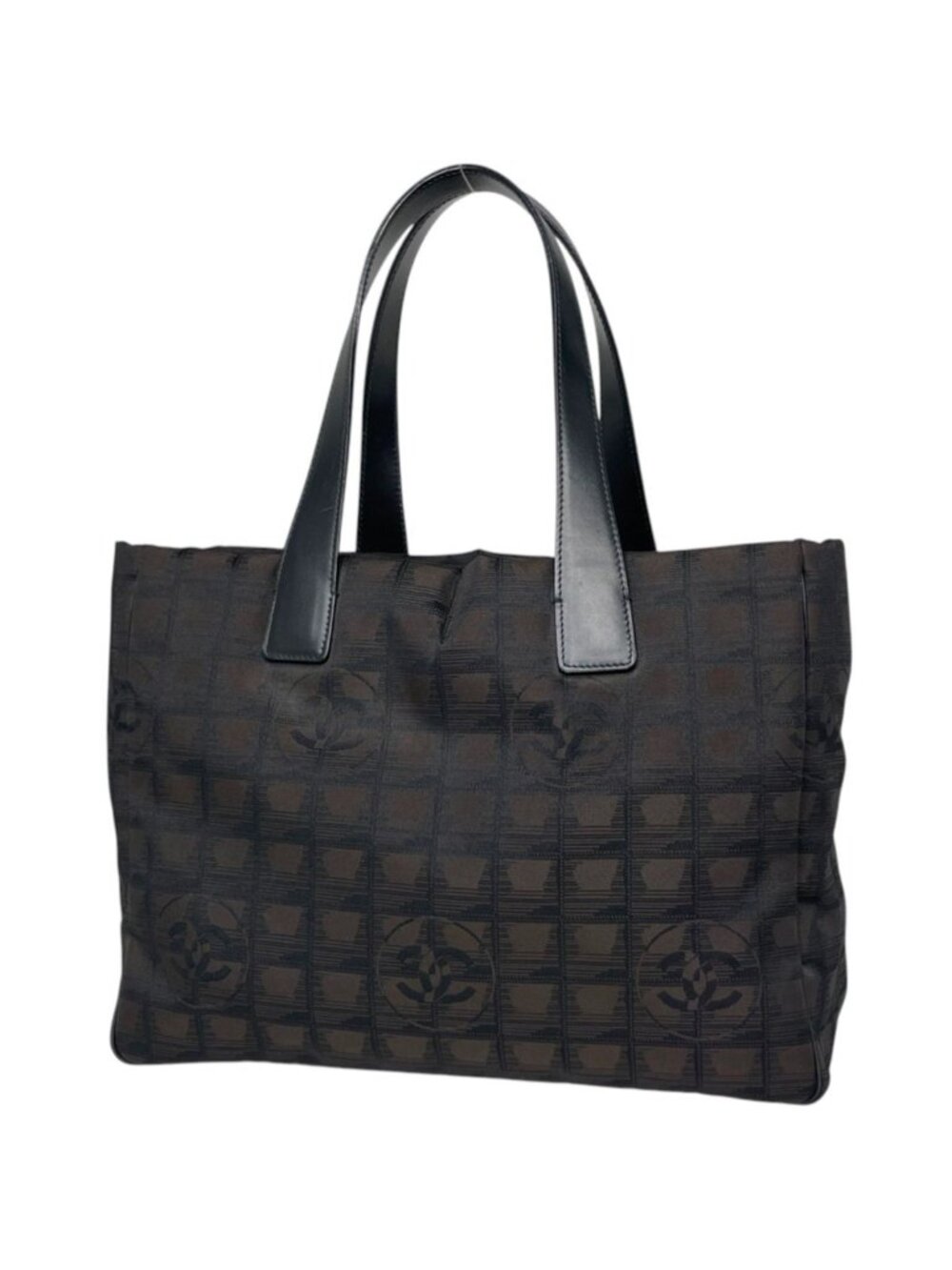 Chanel Tote Bag New Travel Line MM CC Logo Nylon Jacquard Dark Brown